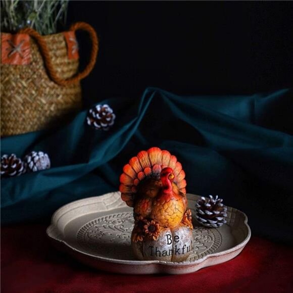 Thanksgiving Decorations Hand-Painted Turkey Pumpkin, Tabletop Turkey - Picture 2 of 6